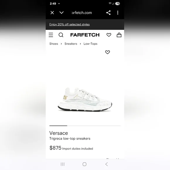 Versace WMNS Trigreca 'White Low-top Sneakers Women's 38.8 US Size 8 (NIB) - Picture 13 of 13